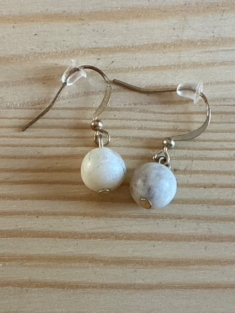 Vintage Boho Round White Orb Dangle Drop Earrings Coquette Minimalist